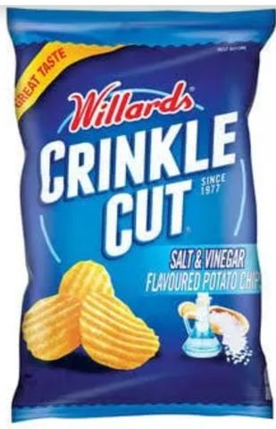 Willards Crinkle Cut Potato Chips - Salt & Vinegar 125g
