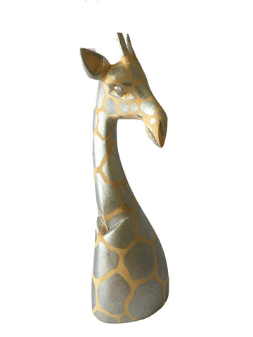 Giraffe-Silver Wooden Giraffe 8"